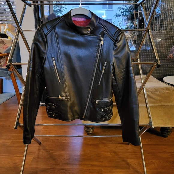 VALMAX - Brown Vegan Leather Motorcycle Jacket - Like New - Picture 1 of 4